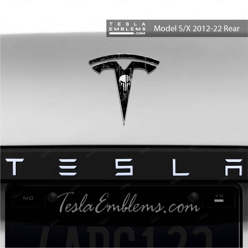 Punisher Tesla Emblem Decals (Front + Back) | Model S