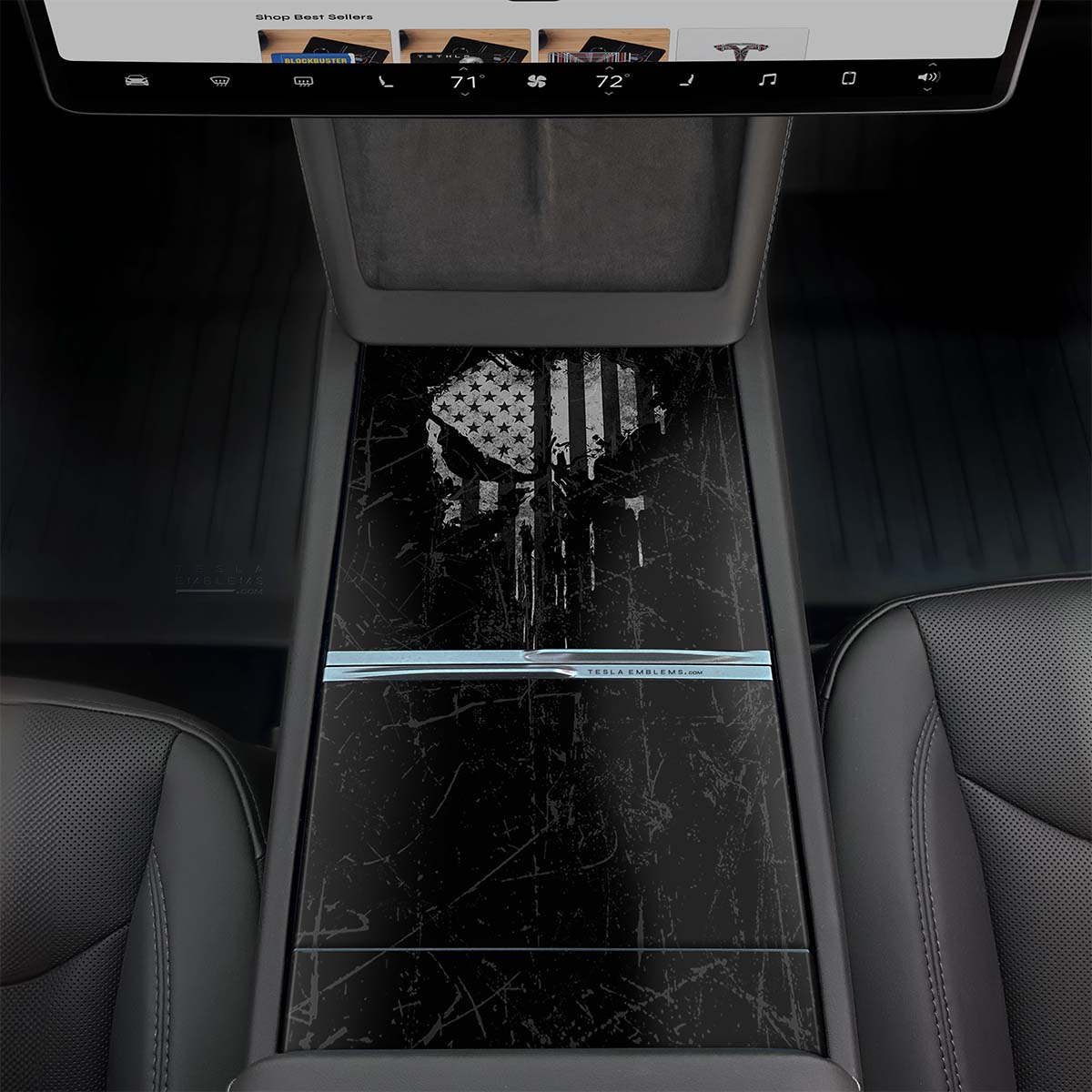 Punisher Skull | Tesla Center Console Wrap Kit | Model 3 '24-26 Refresh