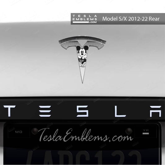 Retro Mickey Tesla Emblem Decals (Front + Back) | Model X