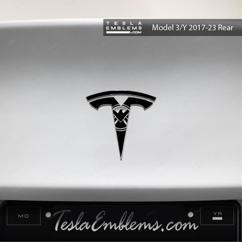 S.H.I.E.L.D. Tesla Emblem Decals (Front + Back) | Model Y