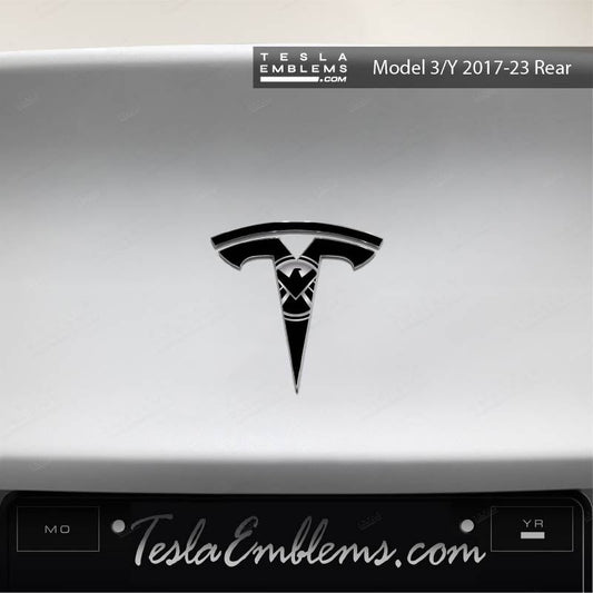 S.H.I.E.L.D. Tesla Emblem Decals (Front + Back) | Model Y