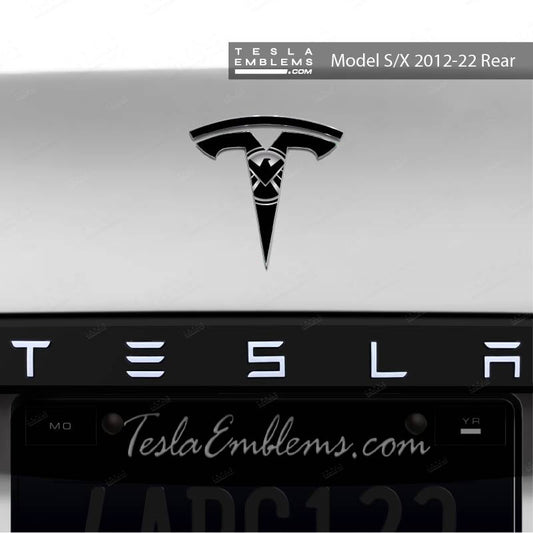 S.H.I.E.L.D. Tesla Emblem Decals (Front + Back) | Model X