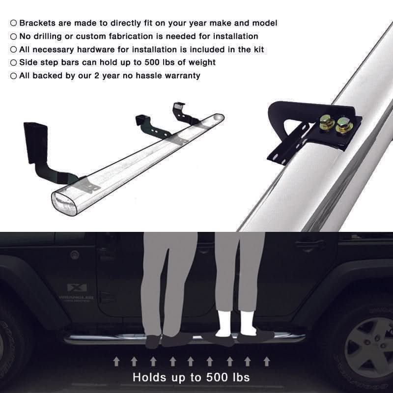 2004-2008 Ford F-150 Super Cab 4" Side Step Bars Running Boards Pair