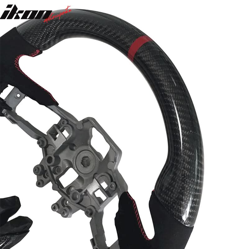 2015-2017Â Ford Mustang V3 Steering WheelMatte CF Synthetic Suede Red R