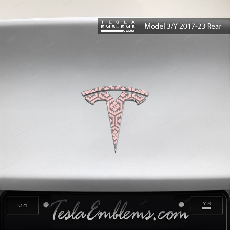 Sakura Hex Tesla Emblem Decals (Front + Back) | Model Y