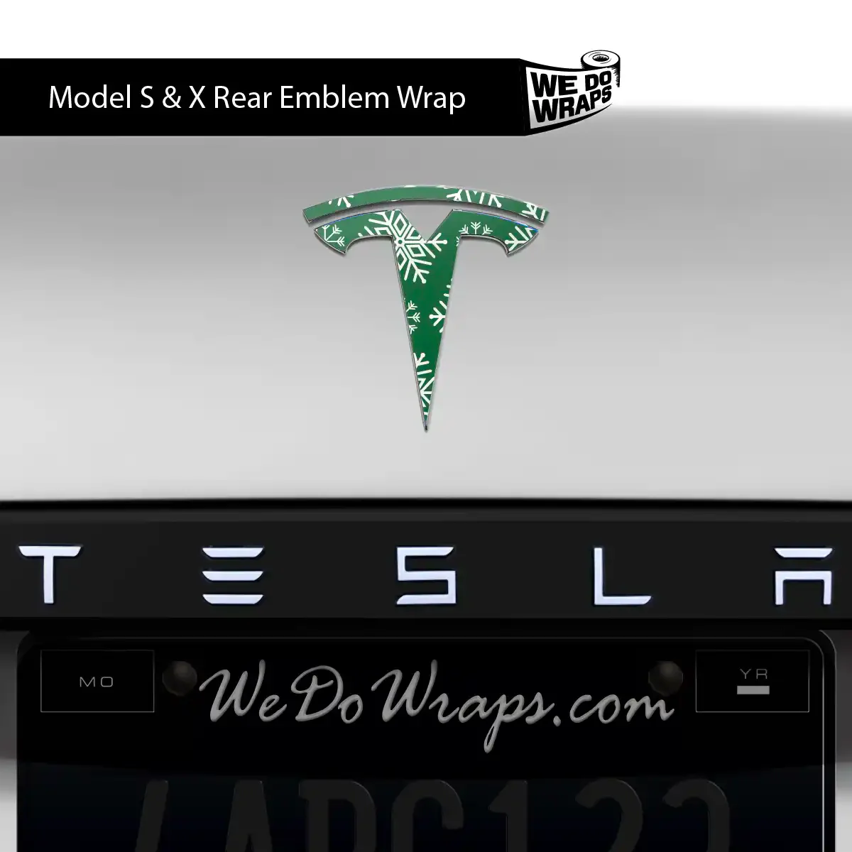 Snowflake Tesla Emblem Decals (Front + Back Emblem Decals) | Model S