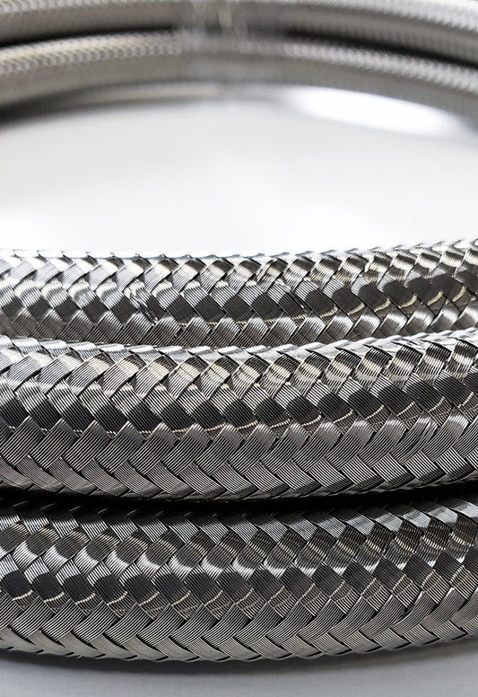 -12AN Stainless Steel Braided Flex Hose with Reinforced Rubber Liner - 5 Foot Length