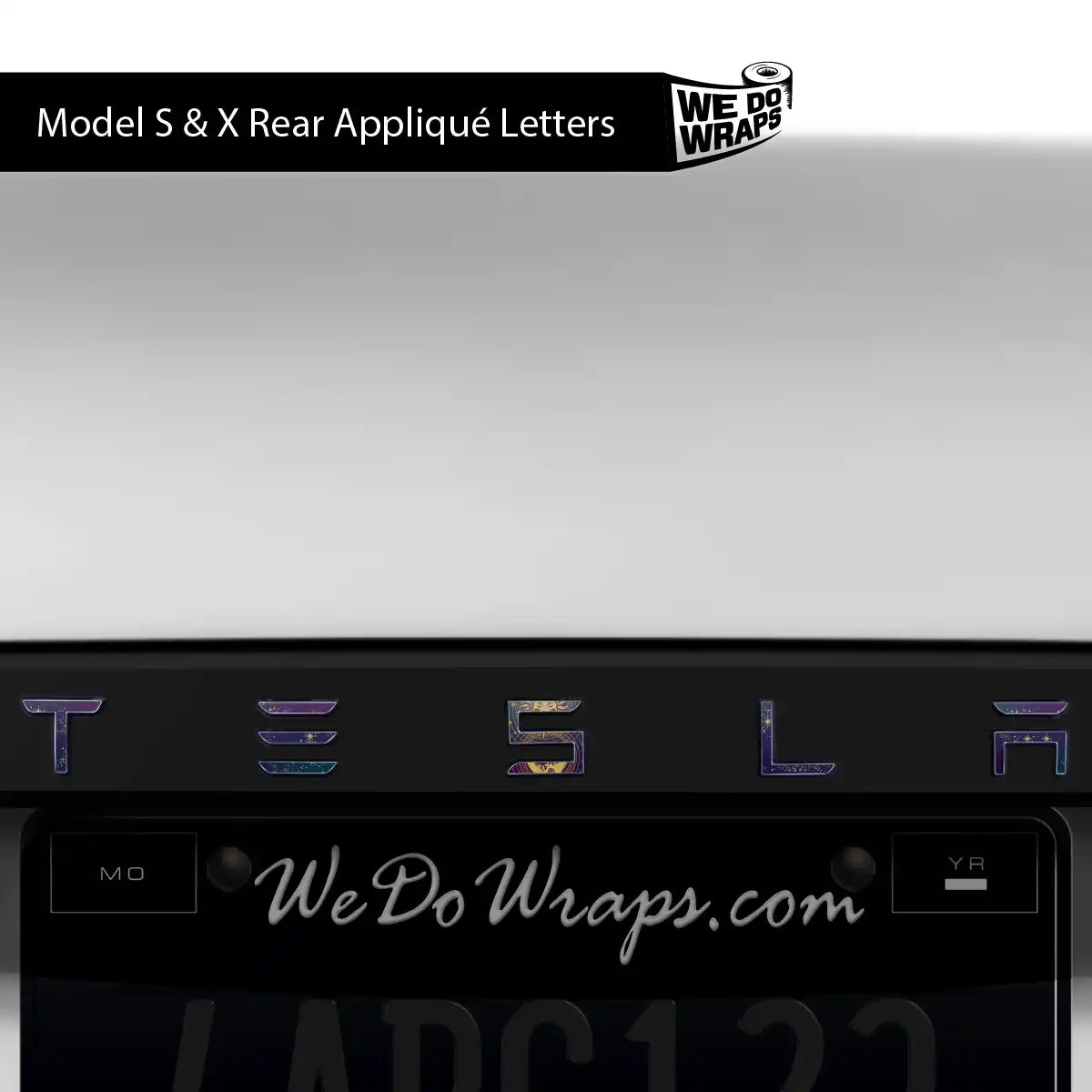 Tarot Sun and Moon Tesla Emblem Decals (Front + Back) | Model X