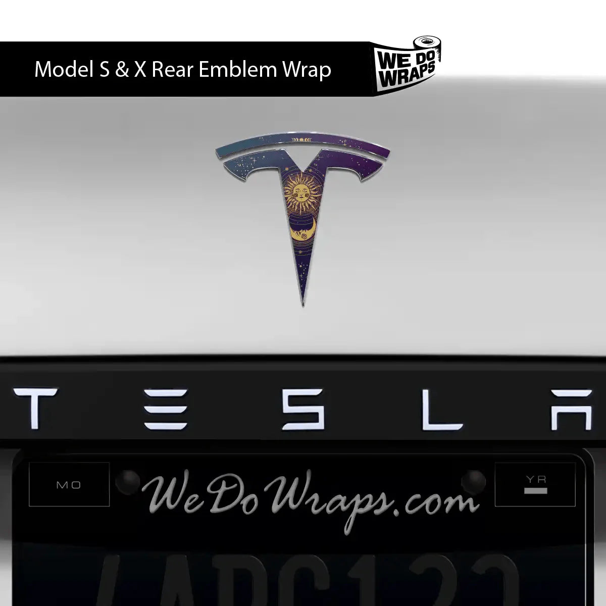 Tarot Sun and Moon Tesla Emblem Decals (Front + Back) | Model S