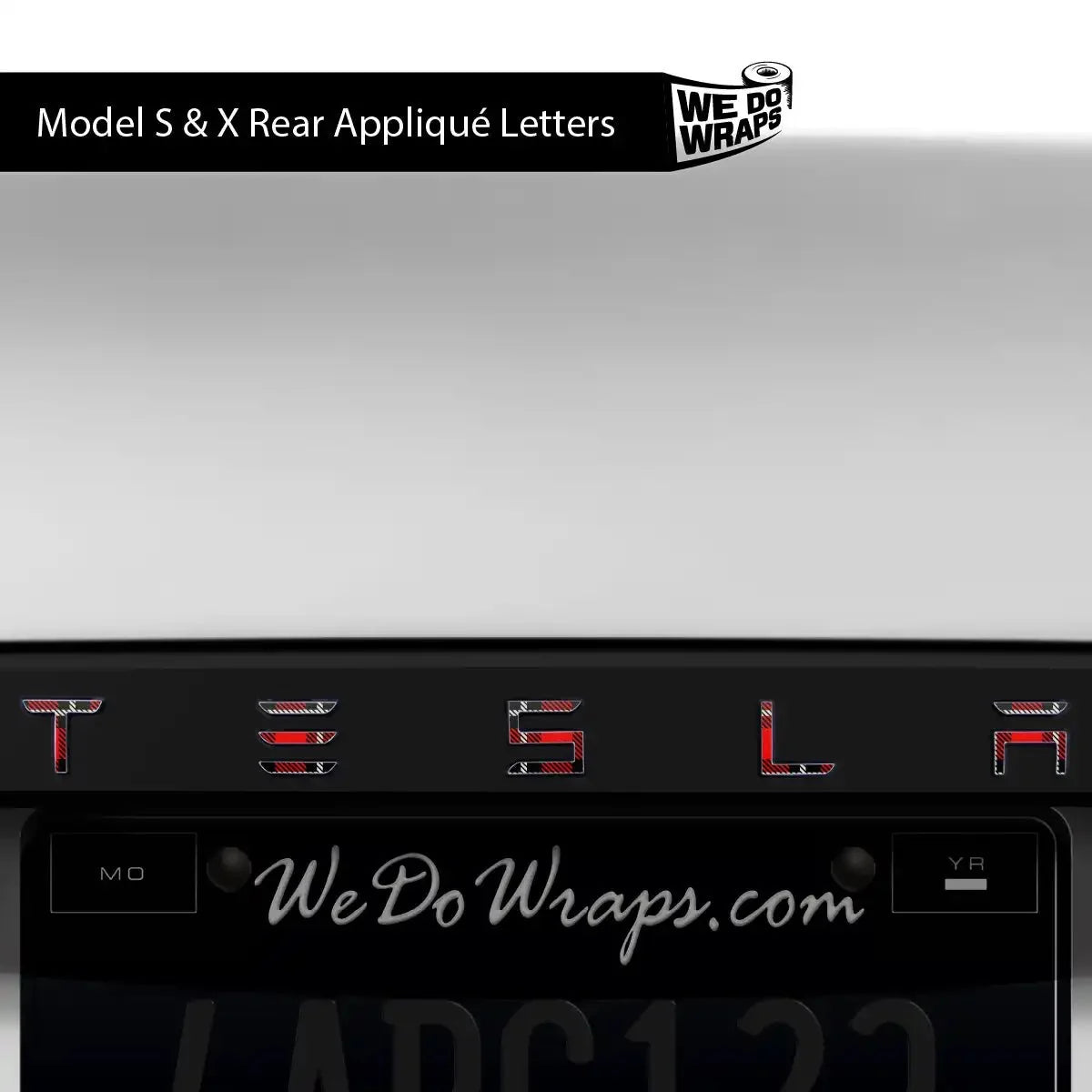 Tartan Plaid Tesla Emblem Decals (Front + Back) | Model X