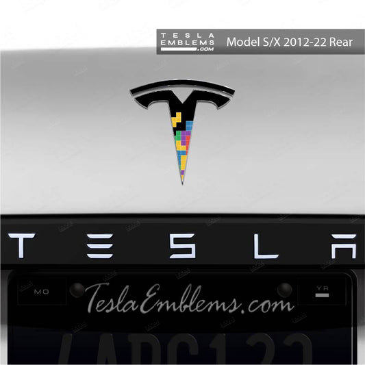 Tetris Tesla Emblem Decals (Front + Back) | Model X