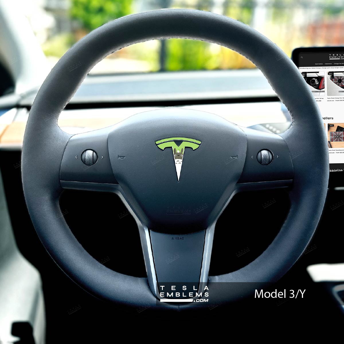 Totoro Tesla Steering Wheel Emblem Decal | Model Y