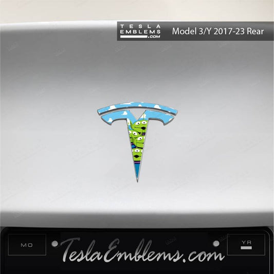 Toy Story Aliens Tesla Emblem Decals (Front + Back) | Model Y