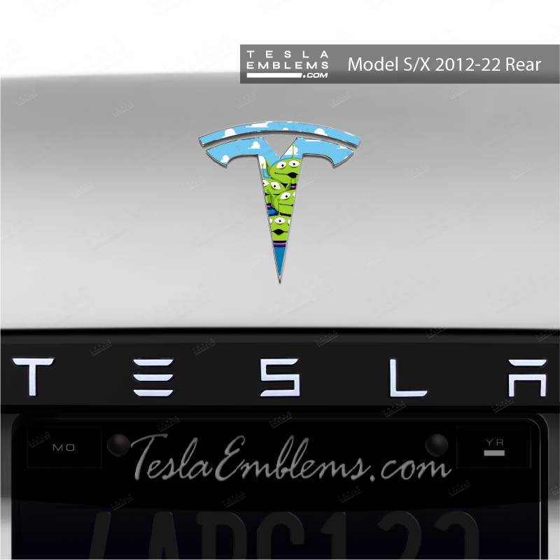 Toy Story Aliens Tesla Emblem Decals (Front + Back) | Model X