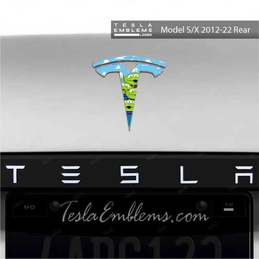 Toy Story Aliens Tesla Emblem Decals (Front + Back) | Model X