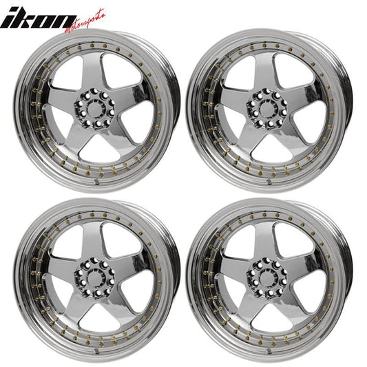 (4) 18X9.0 +30 5X100 / 5X114.3 Step Lip 5 Spoke Wheels Rims - Chrome