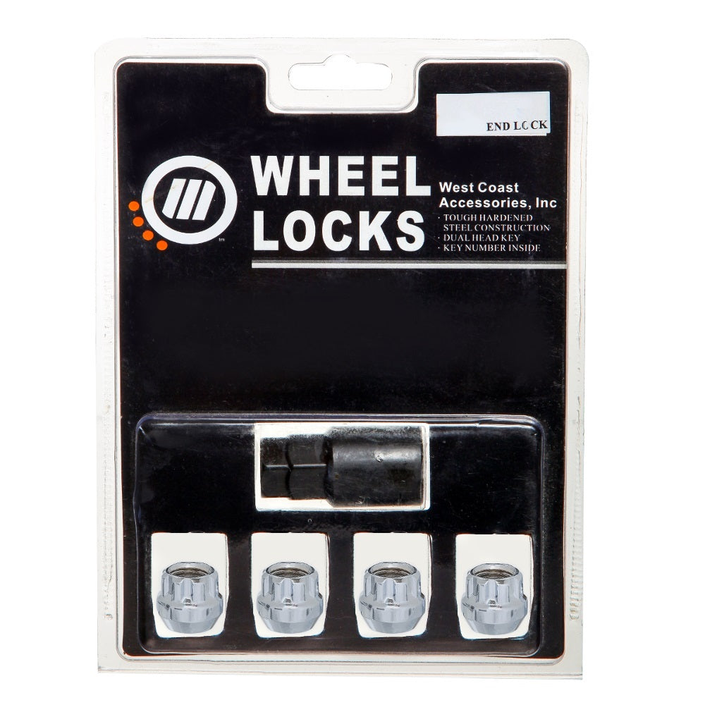 14x1.5 Open Bulge Acorn 0.8" Lock Set Clam Shell Chrome - West Coast Wheel Accessories W2014AL-C