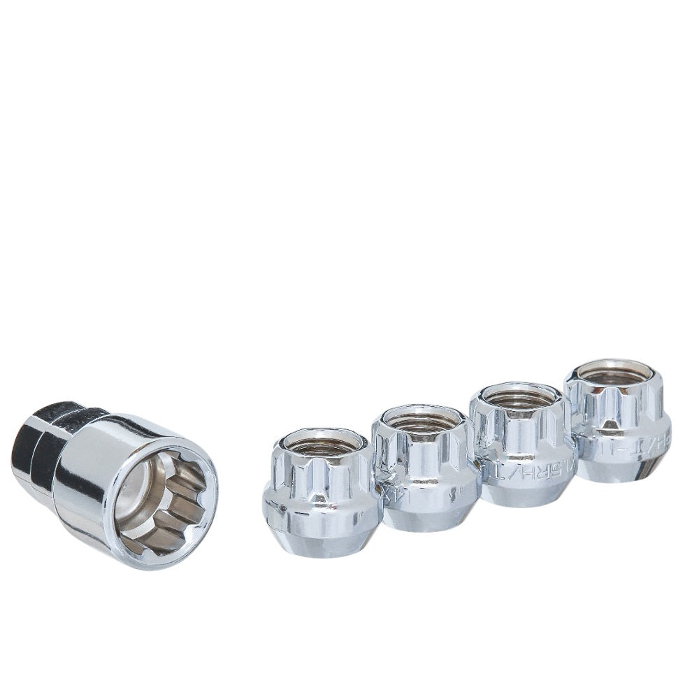 12x1.25 Open Bulge Acorn 0.8" Lock Set Chrome - West Coast Wheel Accessories W2125AL