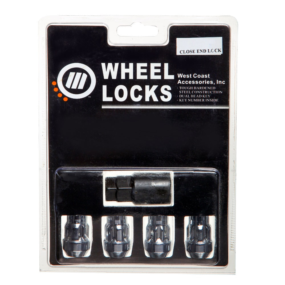 12x1.25 Bulge Acorn 1.38" Lock Set Clam Shell Chrome - West Coast Wheel Accessories W2125L-C