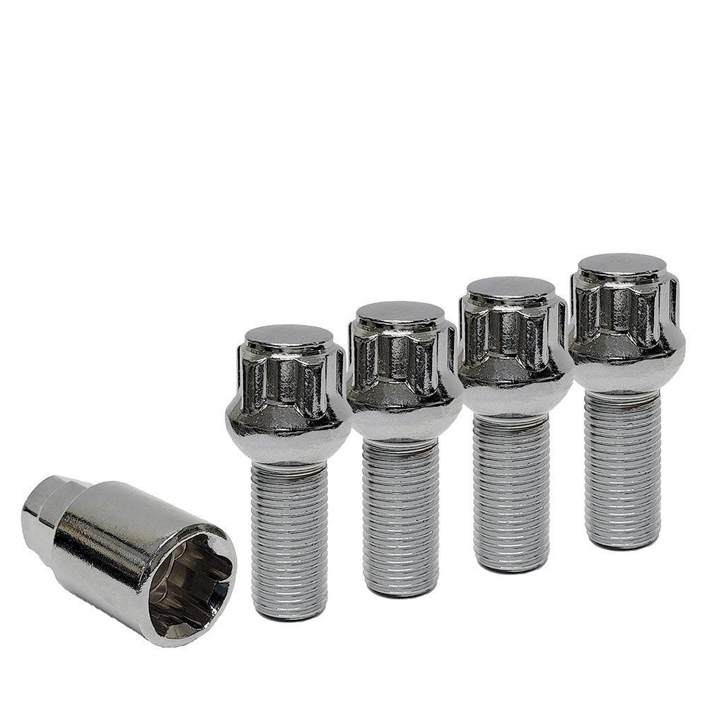 14x1.5 Ball Lug Bolt 27mm Lock Set Chrome - West Coast Wheel Accessories W2714BBL