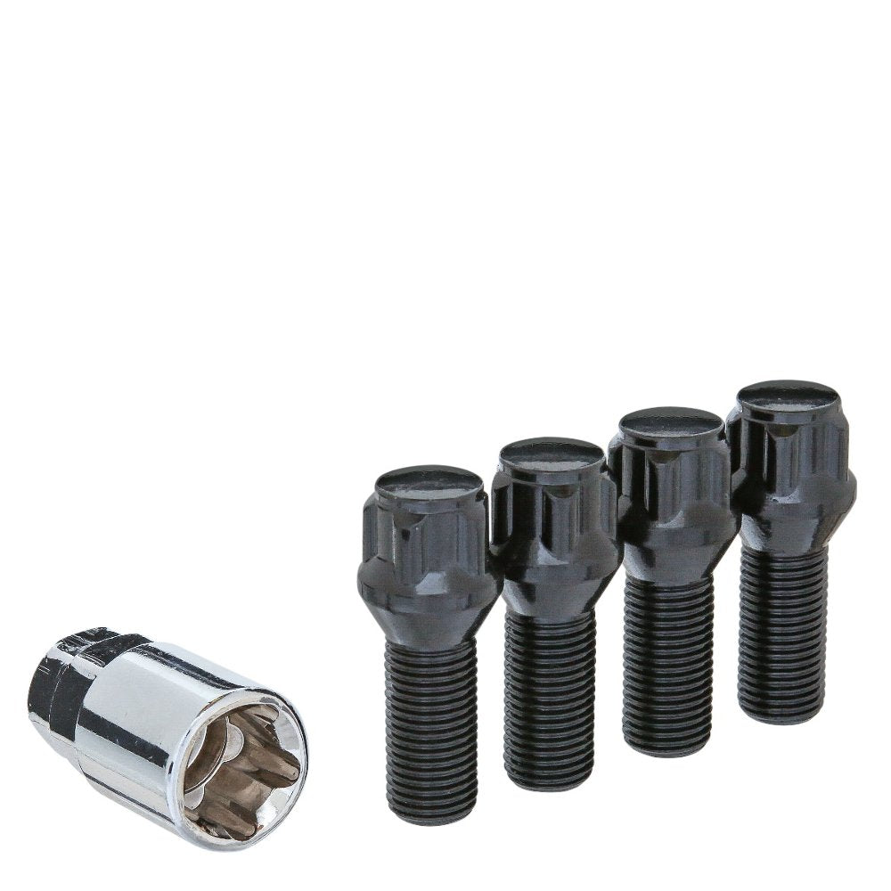 14x1.5 Conical Lug Bolt 17/19" Hex 27mm Lock Set Black - West Coast Wheel Accessories W2714CBLB