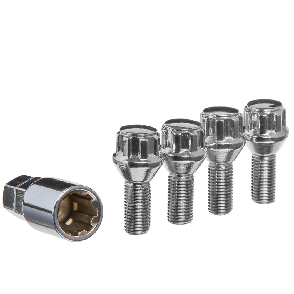 14X1.25 Conical Lug Bolt 17/19" Hex 27mm Lock Set Chrome - West Coast Wheel Accessories W2725CBL