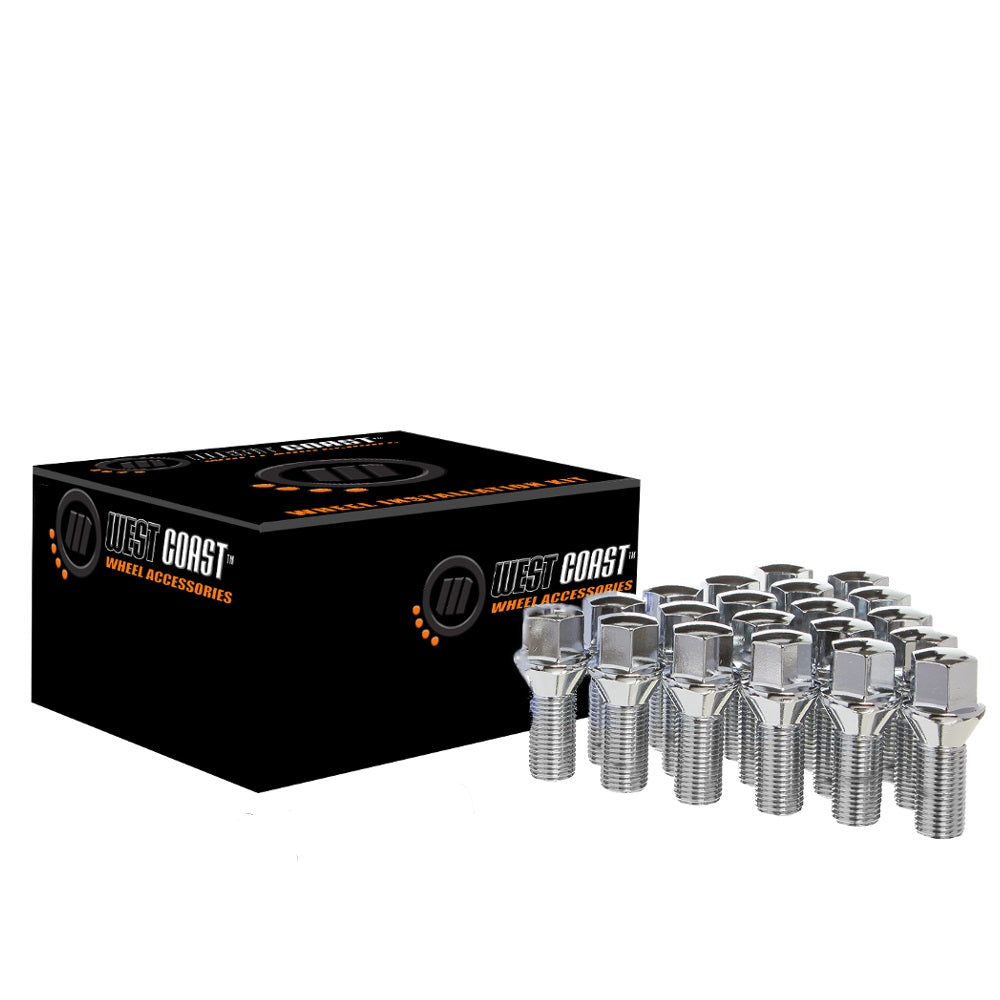 16x1.5 Conical Lug Bolt 17mm Hex 30mm 5 Lug Install Kit Chrome - West Coast Wheel Accessories W30016CBH