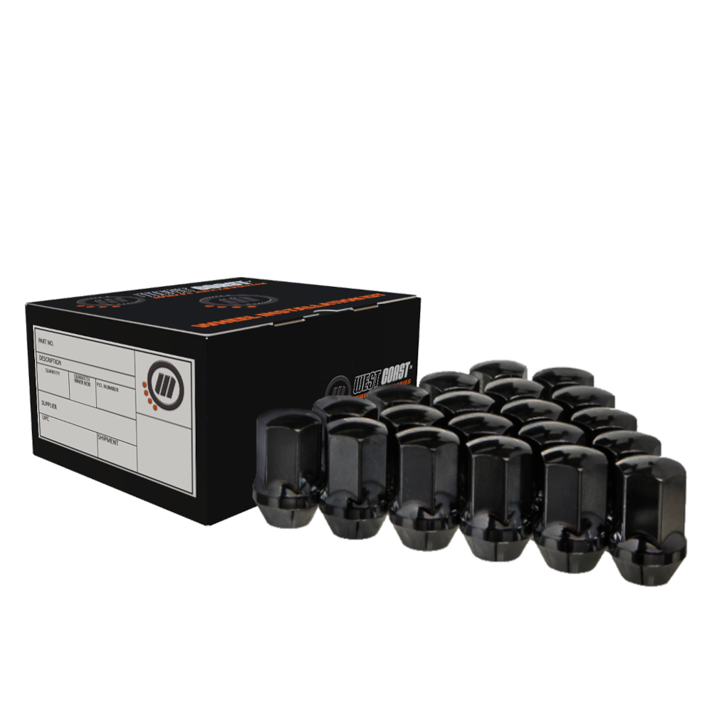 14x1.5 OE Style Lug Nut 7/8" Hex 1.78" 6 Lug Install Kit Black Fits Chevy GM - West Coast Wheel Accessories W56236B