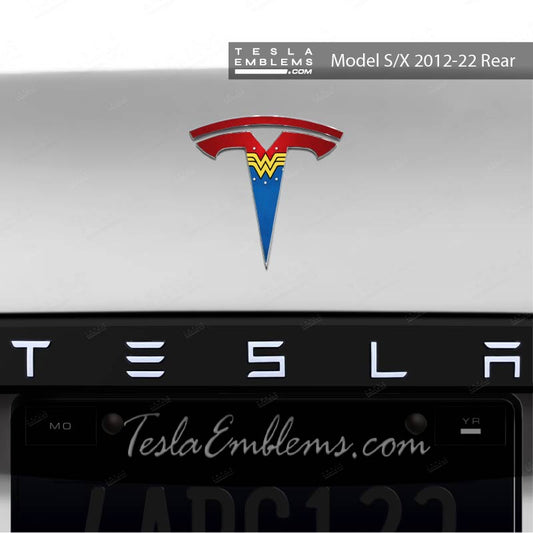 Wonder Woman Tesla Emblem Decals (Front + Back) | Model S