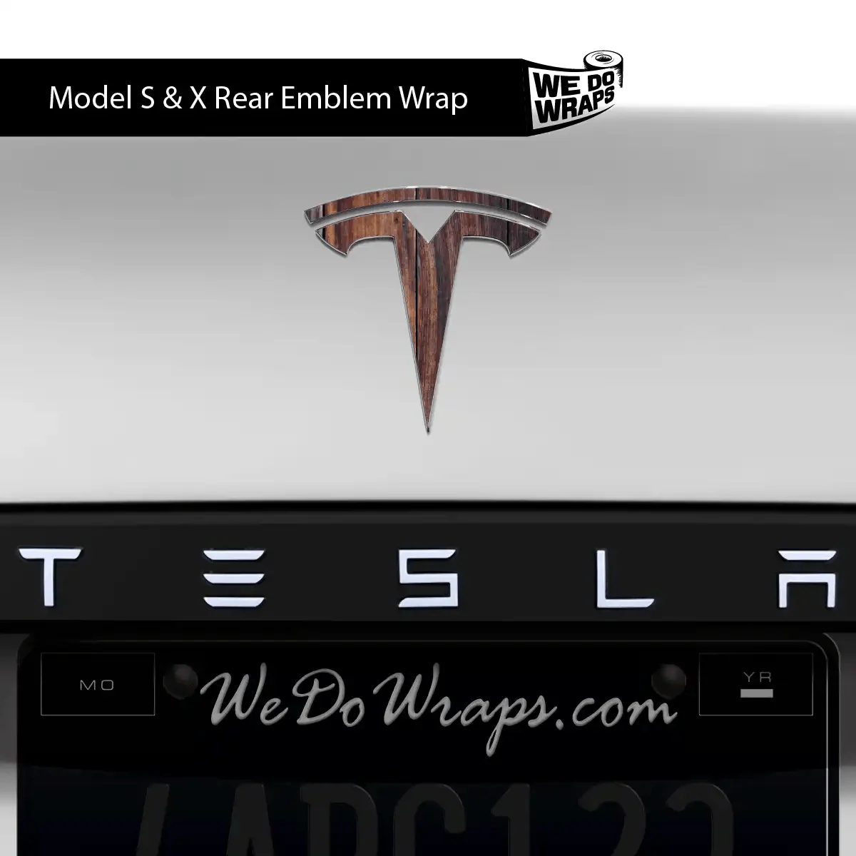 Wood Grain Tesla Emblem Decals (Front + Back) | Model S