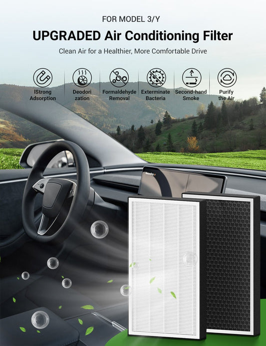 HEPA Activated Carbon Cabin Air Filter for Model 3 & Model Y (2-Pack)