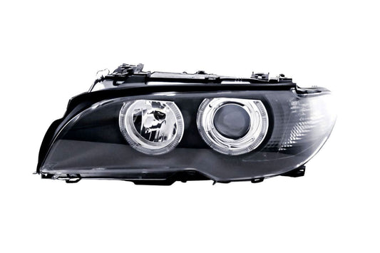BMW E46 3-Series Coupe Black OE+ Angel Eyes Headlights - (2002-2005)