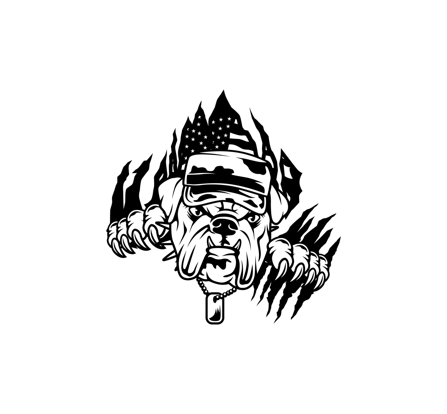 USMC Bulldog with Claws Hood graphic