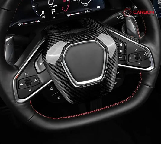 C8 Corvette Real Carbon Fiber Steering Wheel Airbag Cover | Interior Upgrade (2020–2027)