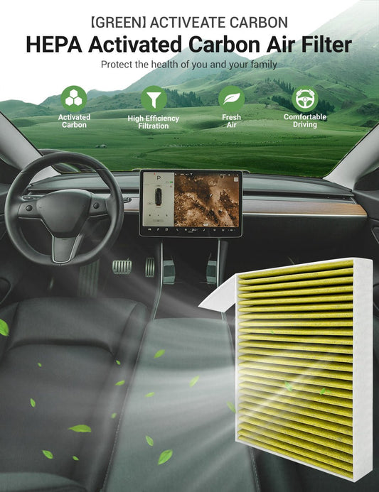 Activated Carbon Cabin Air Filter for Model 3 & Model Y | PM2.5 HEPA (2-Pack)