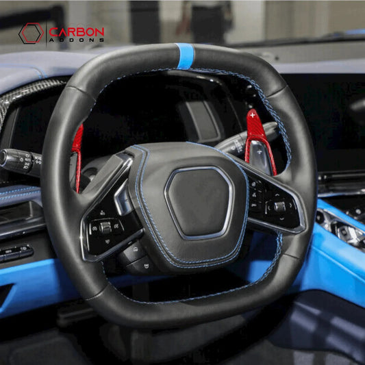 C8 Corvette Real Carbon Fiber Paddle Shifter Extensions | Steering Wheel Upgrade (2020–2027)
