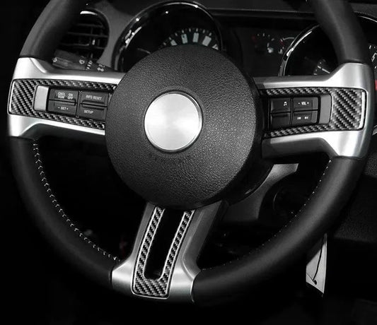 Mustang 2010-2014 Carbon Fiber Steering Wheel Trim Interior Overlay