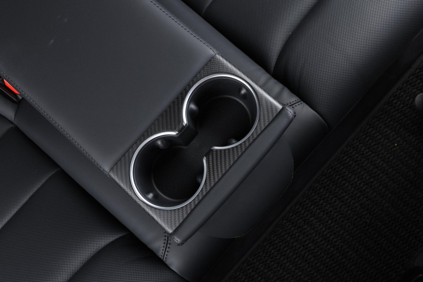 Dry Carbon Fiber Rear Cup Holder Trim for Tesla Model 3 Highland (Matte)