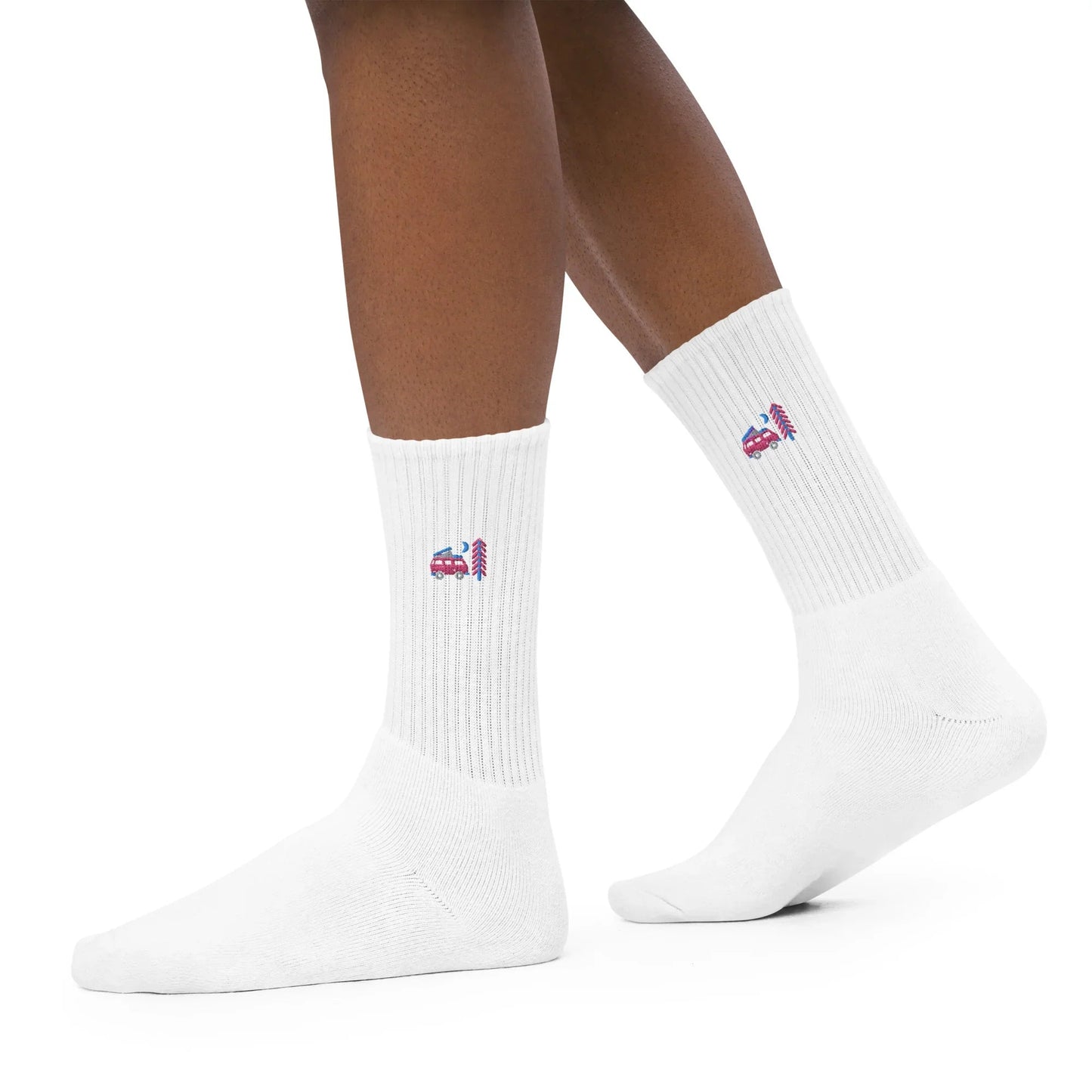 Go Outside Van & Moon Embroidered Socks