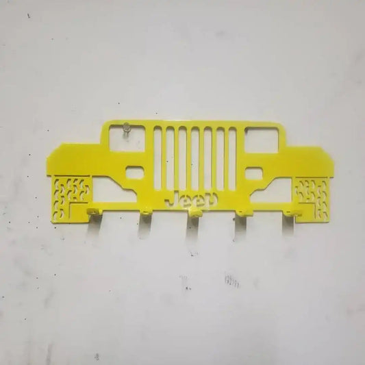 Jeep YJ Grill Key Hanger – Steel Wall Mounted Key Rack – Wrangler YJ 5-Hook Organizer for Garage Entryway Man Cave Decor – 12"x5"