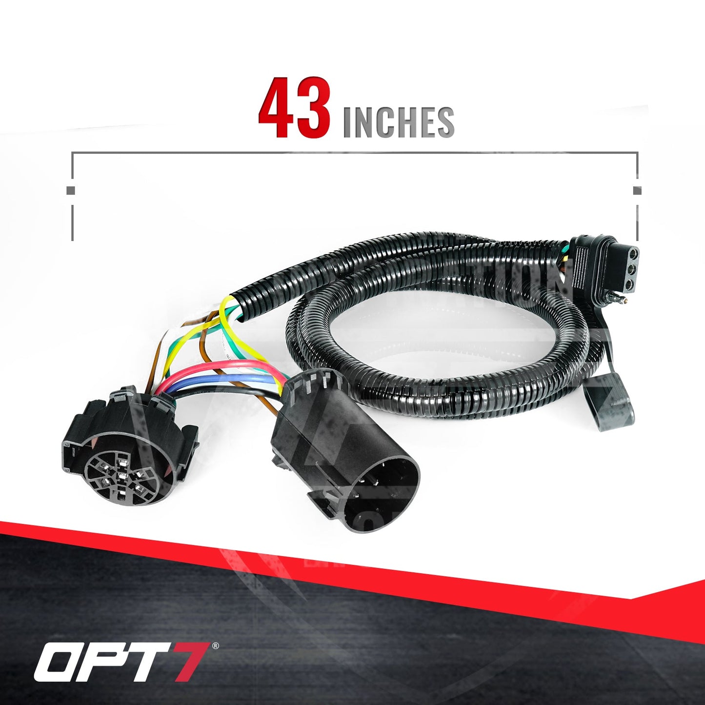 OPT7 Redline Dual 7-Pin Splitter to 43 Inches 4-Pin Extension Adapter Harness