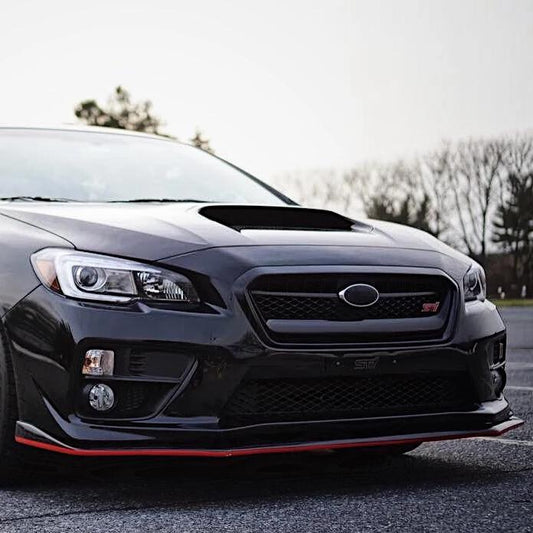 JDMuscle OE Style Front Lip Gloss/Matte Black with Color Accent for 15-17 WRX/STI