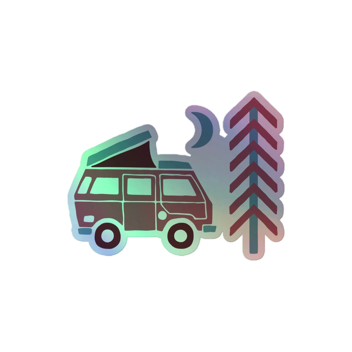 Go Outside Van & Moon Holographic Sticker