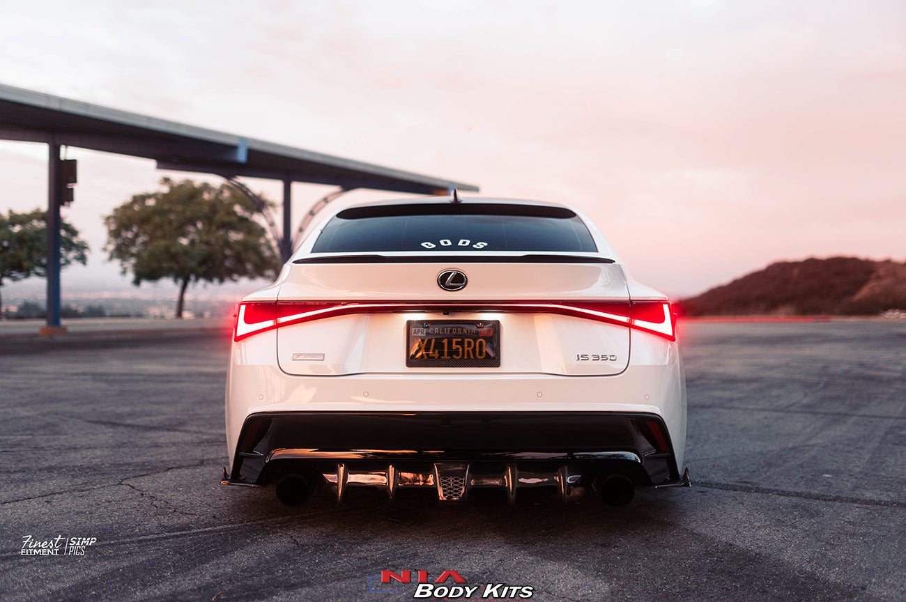 Lexus IS Base Model NIA Full lip Body Kit 6pcs (Front Splitter, Side Skirt Rockers, Rear apron spats, Diffuser Bumper Extension) 2021-2025 in ABS or Carbon Fiber