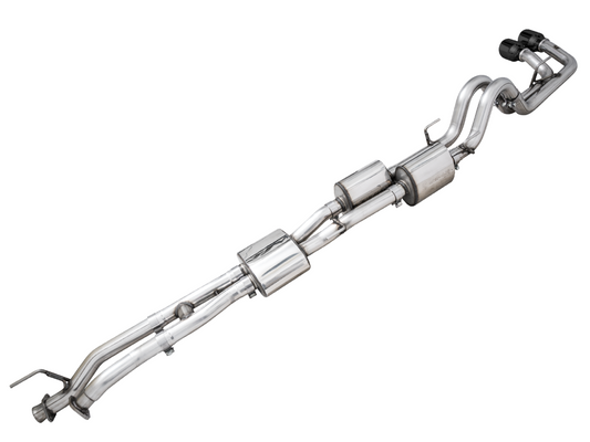 AWE Tuning 0FG Exhaust with BashGuard for 3rd Gen Tacoma - Dual Diamond Black Tips 3015-33826