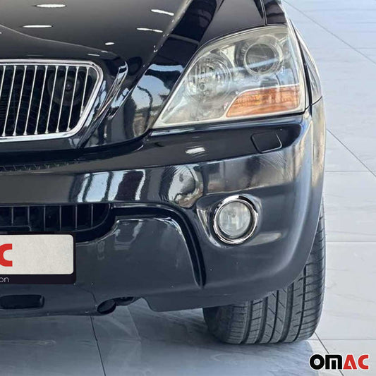 2003-2009 Kia Sorento Fog Light Lamp Bezel Cover Stainless Steel Silver 2 Pcs