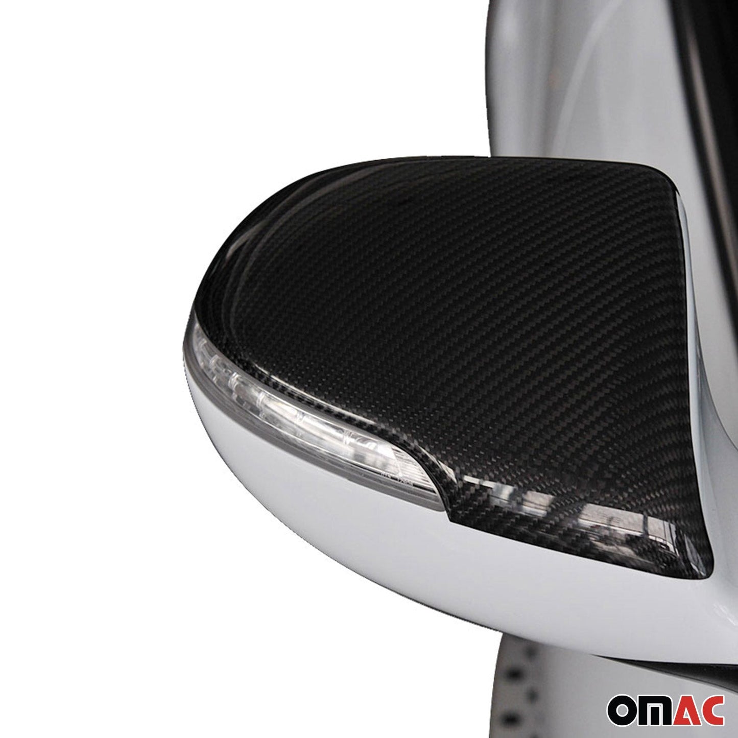 OMAC Side Mirror Cover Caps Fits Kia Sportage 2011-2014 Carbon Fiber Black 2 Pcs 4016111C