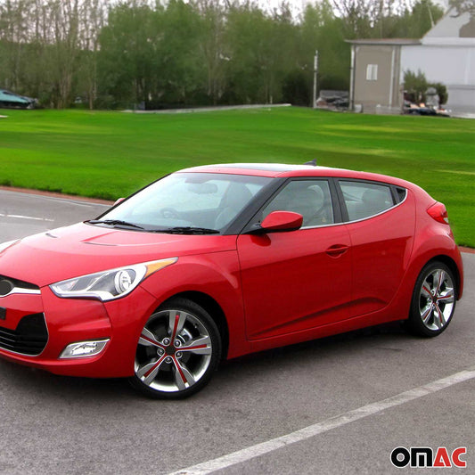 2012-2017 Hyundai Veloster Window Molding Trim Streamer Stainless Steel Silver 4 Pcs