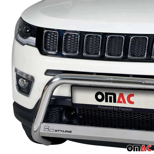 2017-2025 Jeep Compass Bull Bar Push Front Bumper Grille Silver 1 Pc