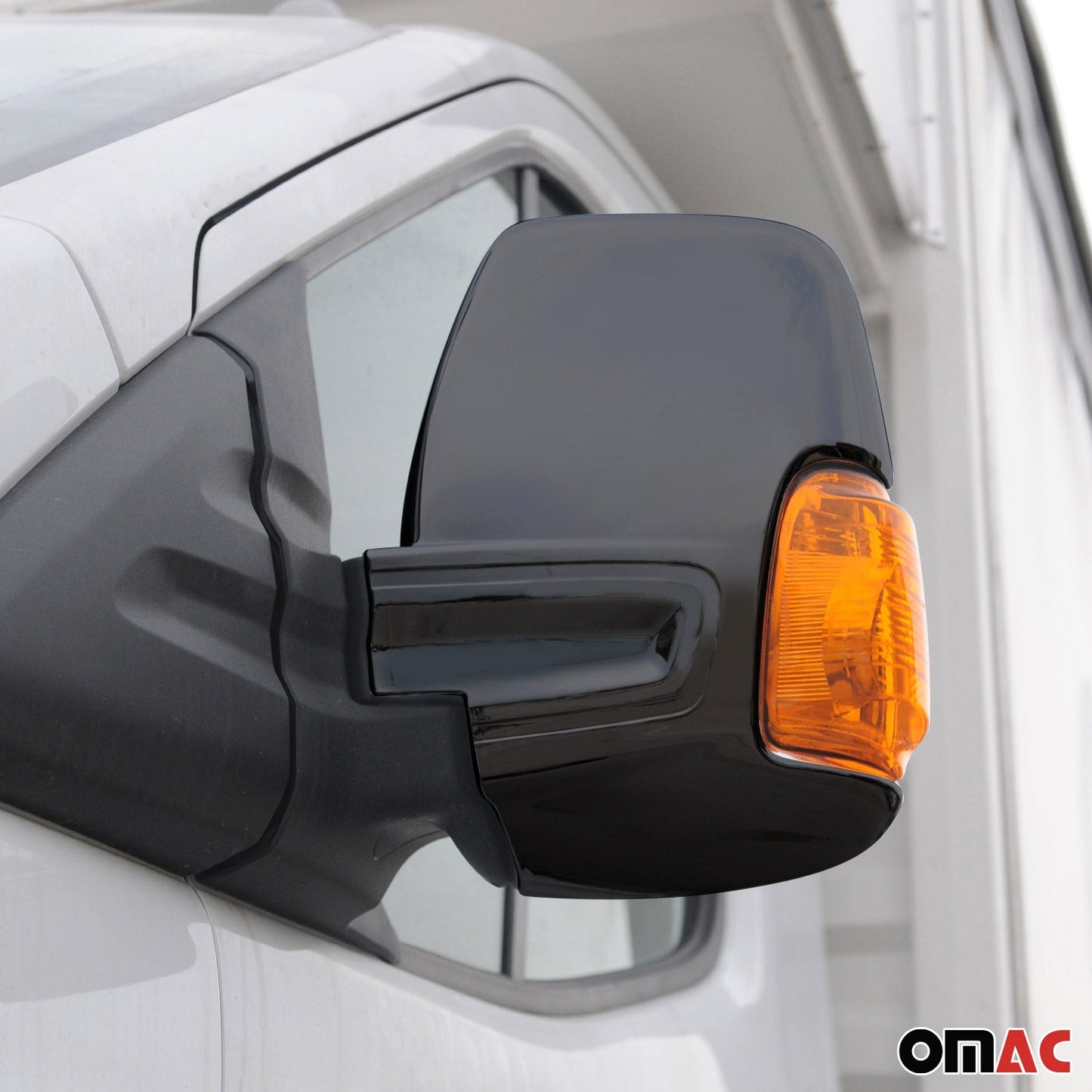 OMAC Side Mirror Cover Caps Fits Ford Transit 2015-2024 Dark 2 Pcs 2626111B
